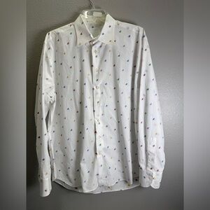 Forrest Lennard Dress Shirt Mens XL White Casual Button Down Casual Designer